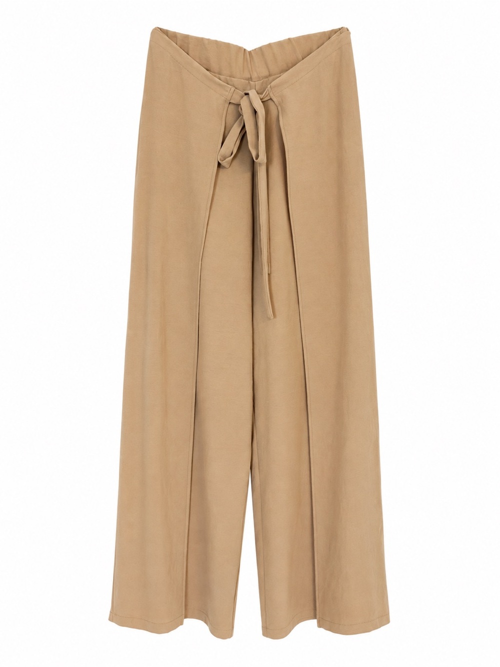 Zara Tie-Front Wide Leg Pants in Camel Beige